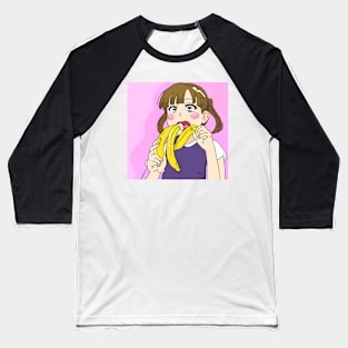 Cute girl eating banana Baseball T-Shirt